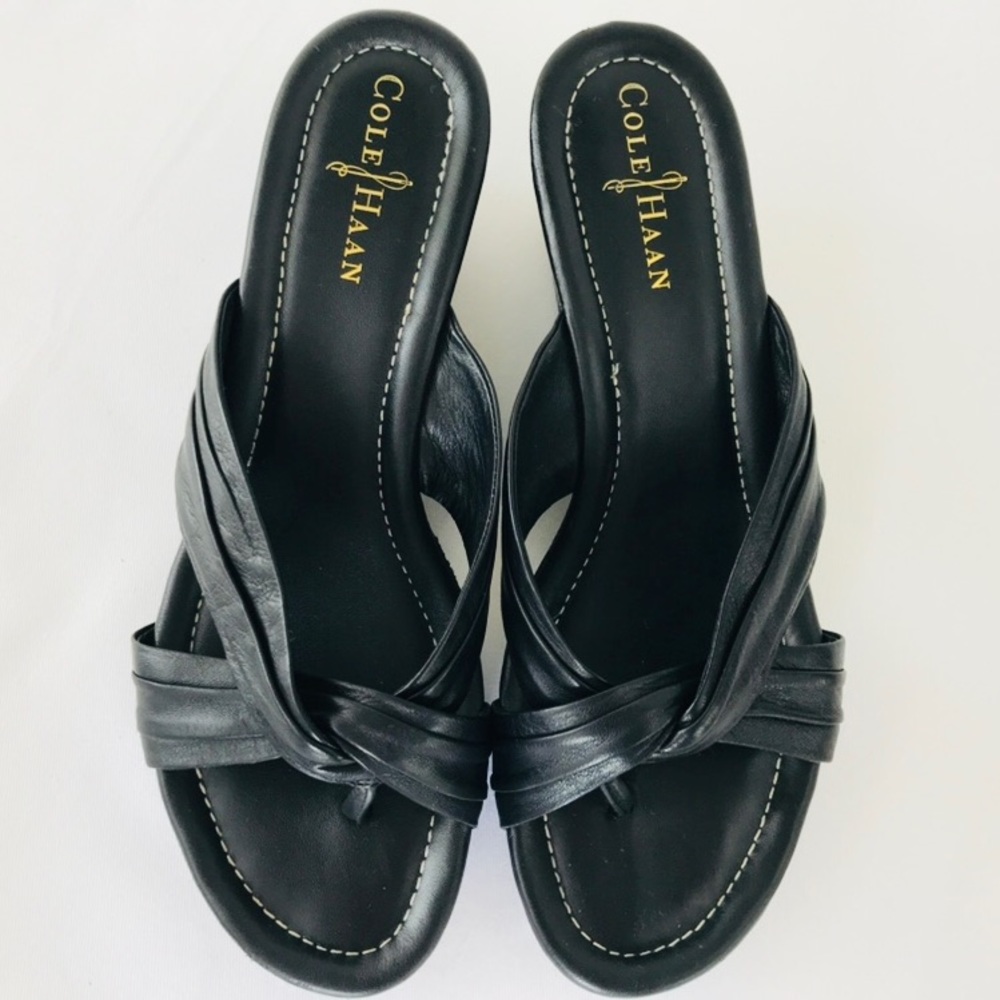 Cole Haan Size 8.5 Black Leather Summer Sandals